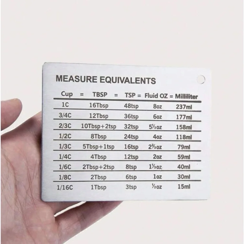 New Stainless Steel Silver Black Measure Equivalents Strong Baking Fridge Magnet